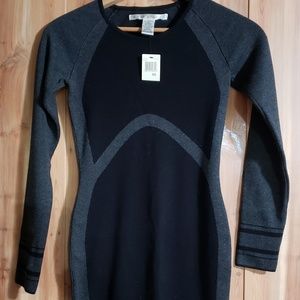 Black and gray sweater dress